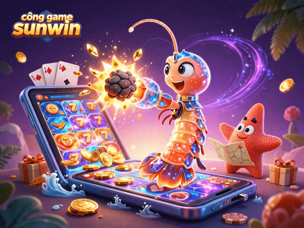 Engage in thrilling gameplay with cổng game sunwin showcasing vibrant 3D characters and casino elements.