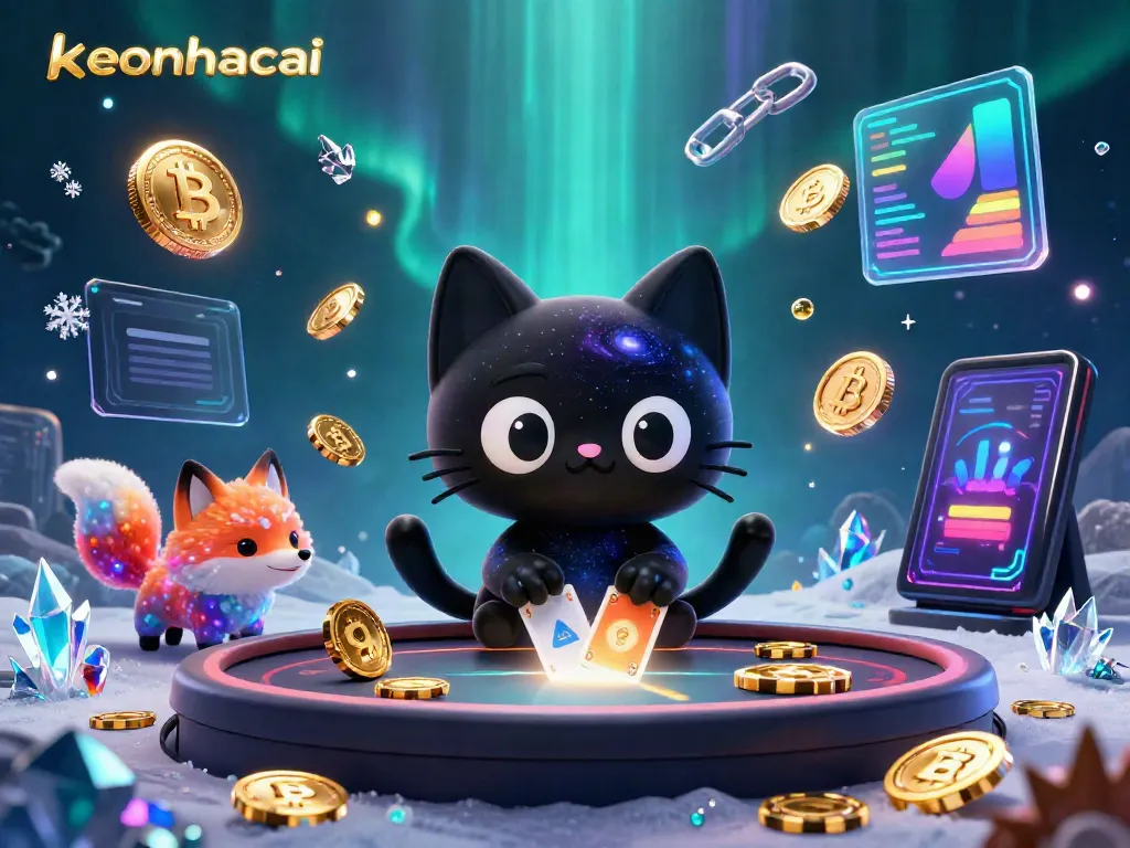 Experience the keonhacai thrill with a cosmic gaming scene featuring a black hole cat and colorful elements.