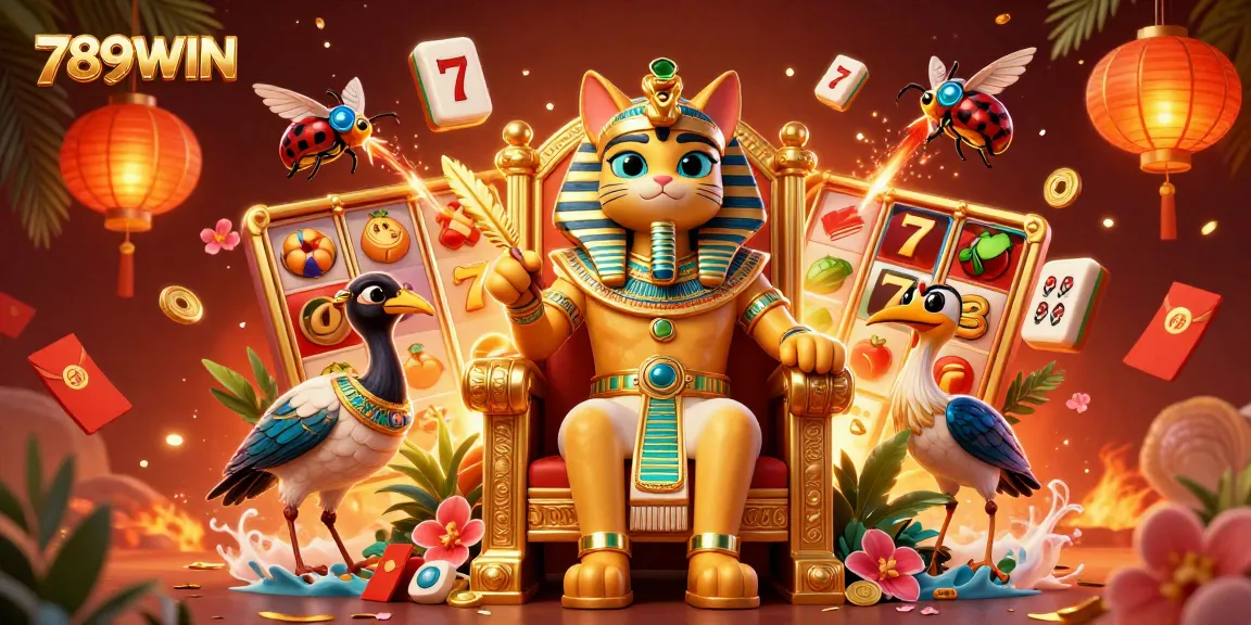 Experience the thrilling excitement of 789WIN with vibrant slot games and festive elements in an engaging casino scene.