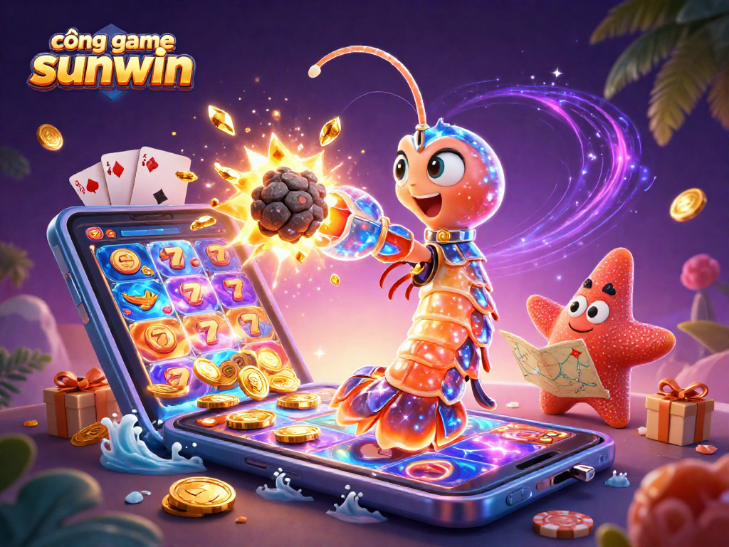 Engage in thrilling gameplay with cổng game sunwin showcasing vibrant 3D characters and casino elements.
