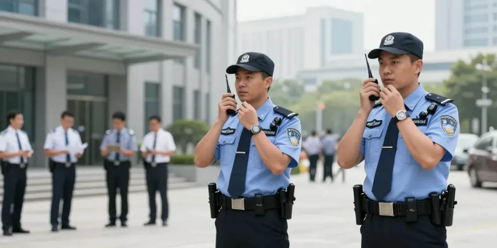 Security Services by trusted officers in a corporate environment ensuring safety.