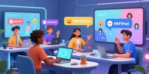 Interactive NSFW chat characters and lively digital atmosphere.