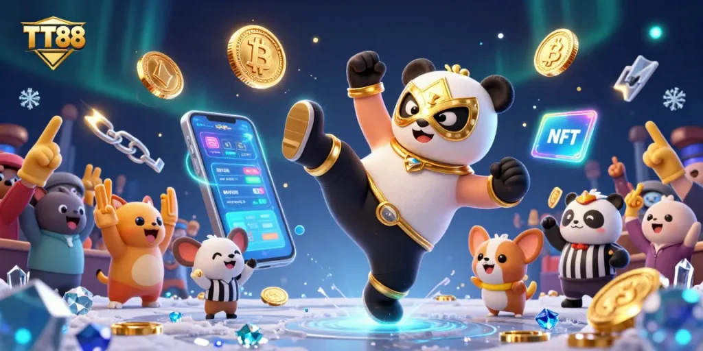 Engage in thrilling action at TT88 with a vibrant 3D representation of an exciting online casino experience.