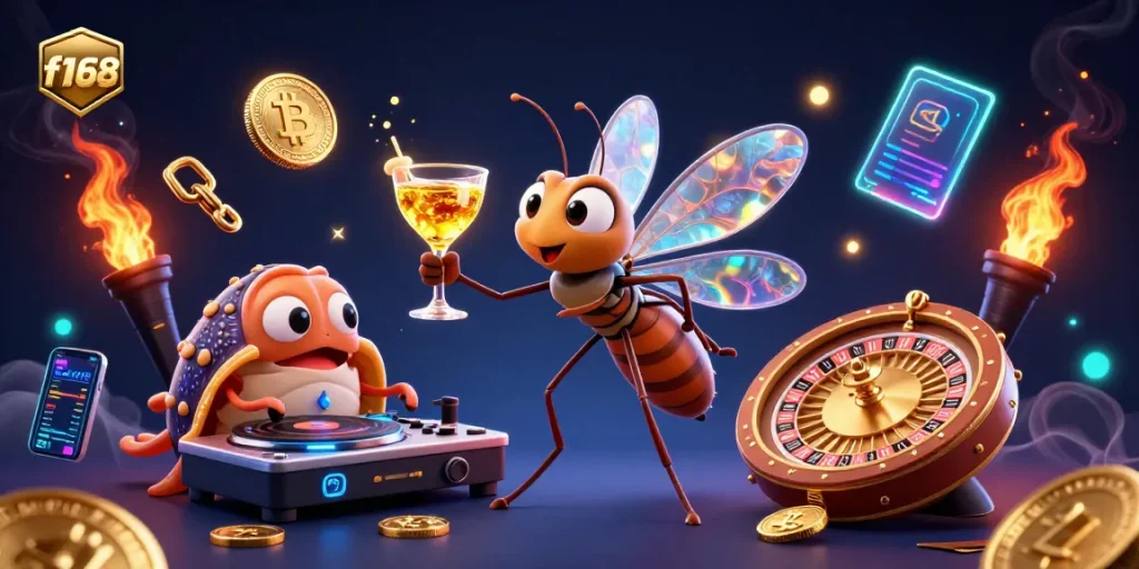 Play with f168's vibrant casino elements, featuring a unique mix of characters and game themes.