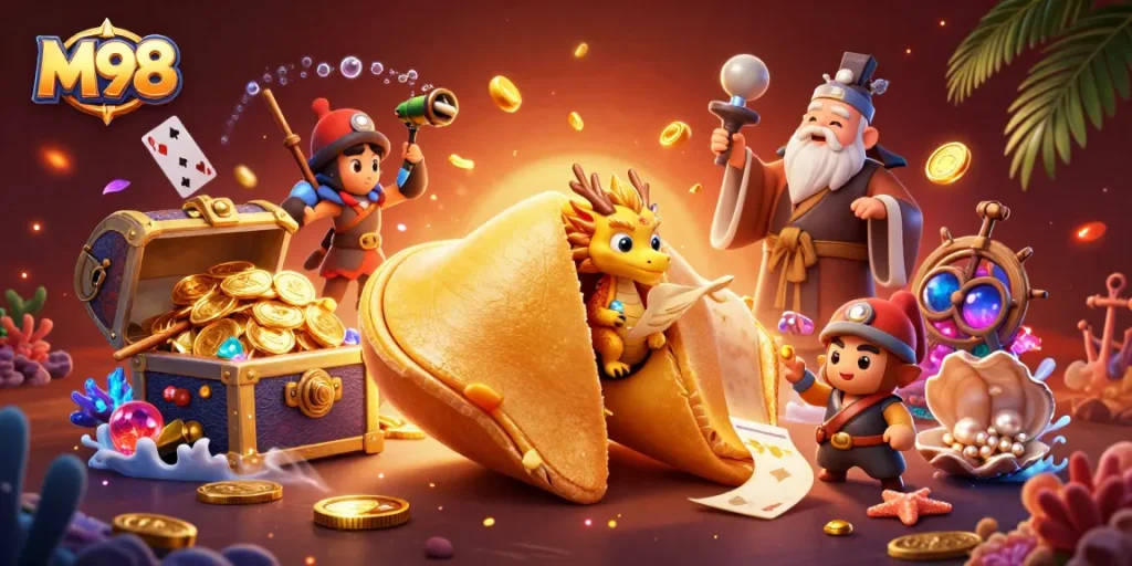 M98 invites you to explore winning strategies with colorful casino elements and vibrant treasures.